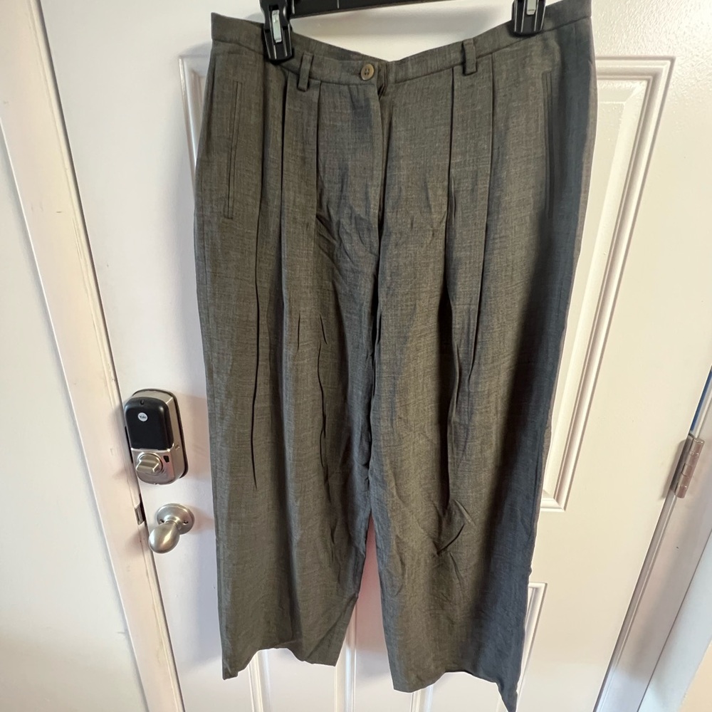 Gray lightly worn Giorgio Armani Synthetic Blend Wide Leg Trousers.
